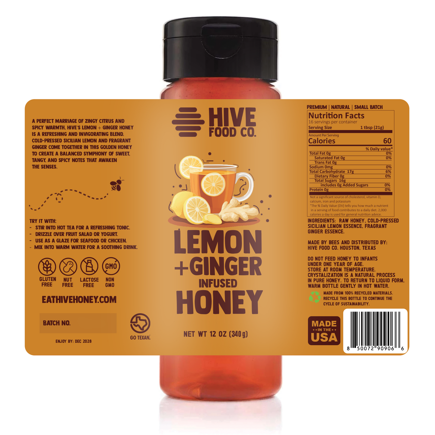 Lemon + Ginger Infused Honey
